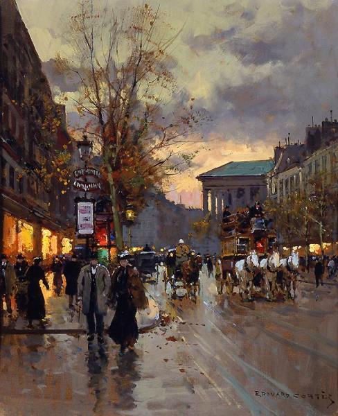 Edouard Léon Cortes Boulevard De La Madeleine Oil Painting