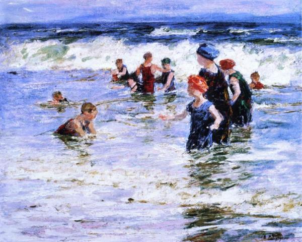 Edward Henry Potthast At Rockaway Beach Oil Painting Reproductions for ...