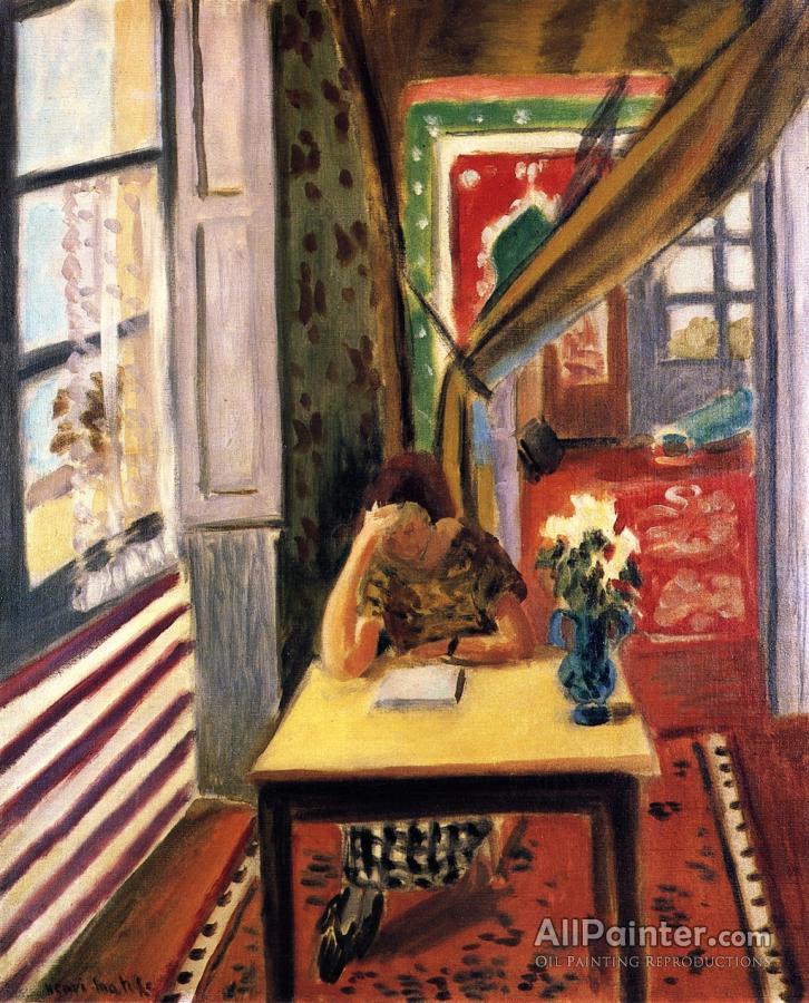 Henri Matisse Reader Leaning Her Elbow On The Table Oil Painting ...