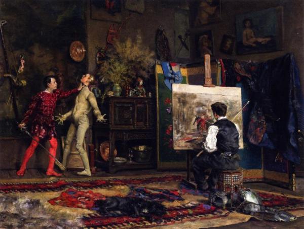 Julius Leblanc Stewart In The Artist's Studio Oil Painting