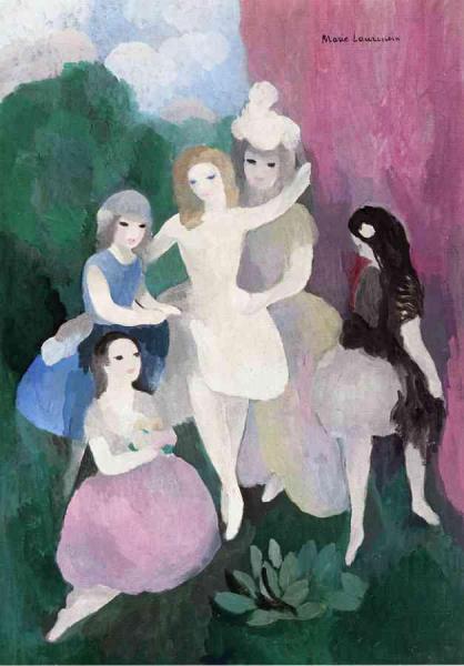 Marie Laurencin Young Woman With Dog Oil Painting Reproductions 