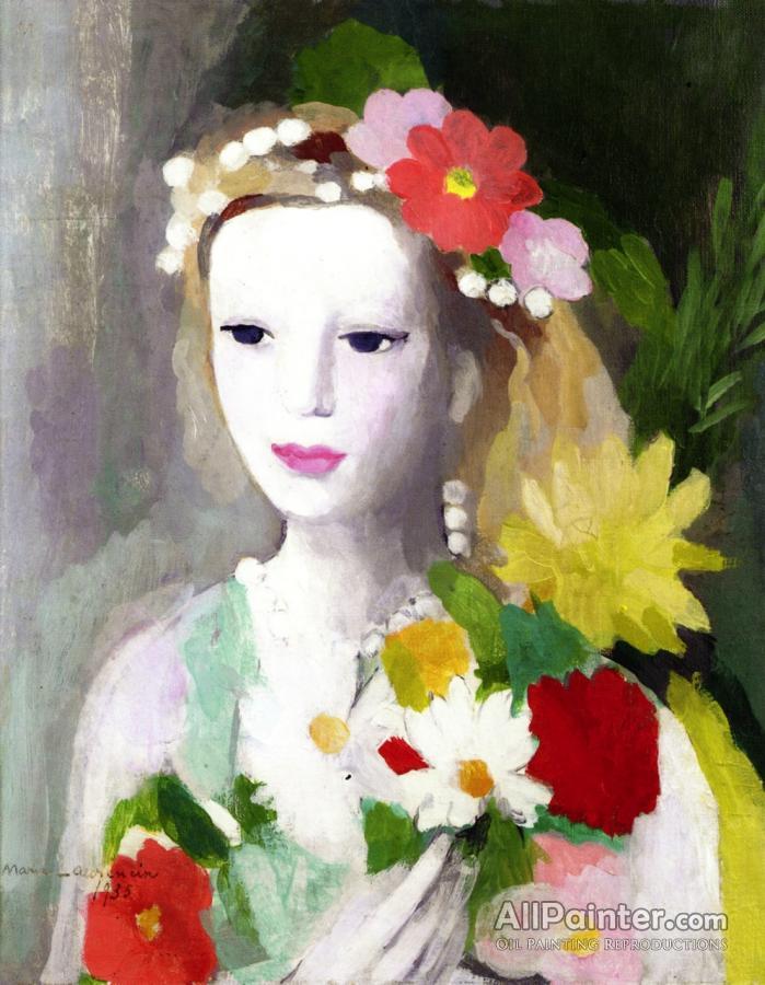 Marie Laurencin Young Girl With A Garland Of Flowers Oil Painting