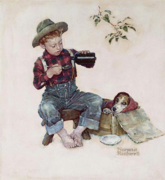 Artist Facing Blank Canvas By Norman Rockwell